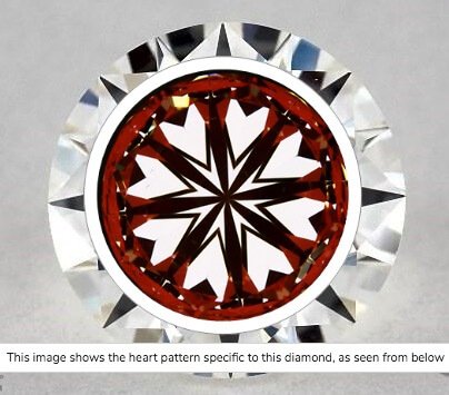 Hearts-Scope-Aufname Diamant 1.05ct Farbe H Reinheit VVS1. Die Symmetrischen Figuren verlaufen gleichmäßig und durch die Reinheitsklasse sind keine Einschlüsse zu sehen Hearts-Scope-Aufname Diamant 1.05ct Farbe H Reinheit VVS1. Die Symmetrischen Figuren verlaufen gleichmäßig und durch die Reinheitsklasse sind keine Einschlüsse zu sehen