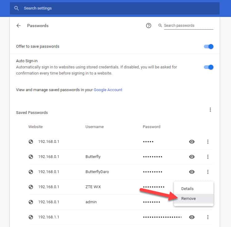 how to find saved passwords on google