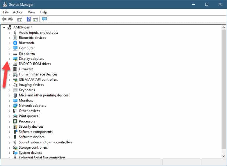 device manager not showing display adapters