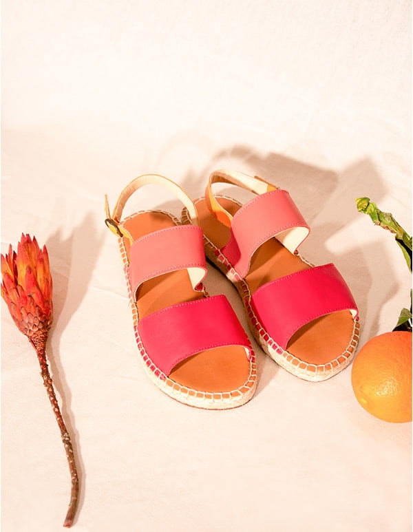 espadrilles compensées rouge à lacets