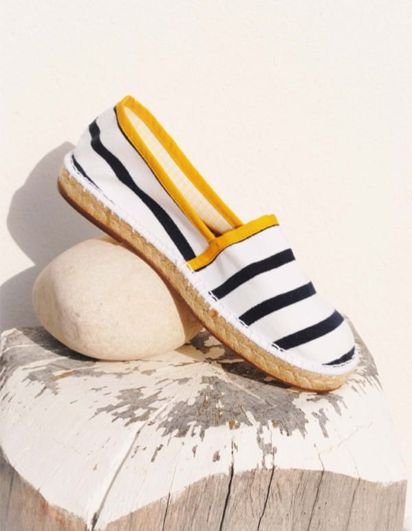 Espadrilles Toile Rayée Jaune BRESTOISE blanc