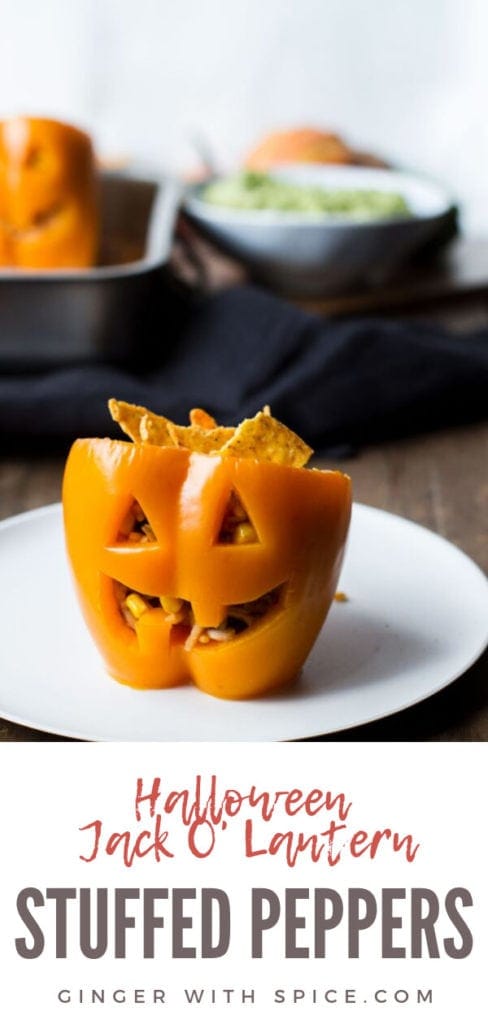 Rice And Beans Stuffed Peppers Jack O Lanterns Ginger With Spice