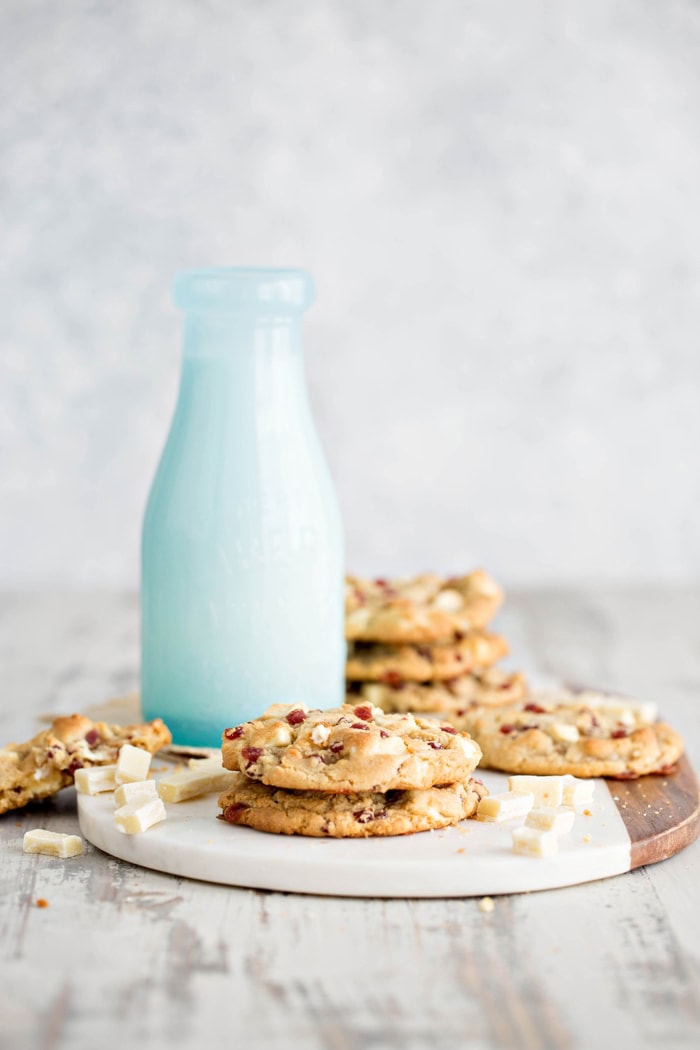 White Chocolate Raspberry Cheesecake Cookies that were baked from frozen