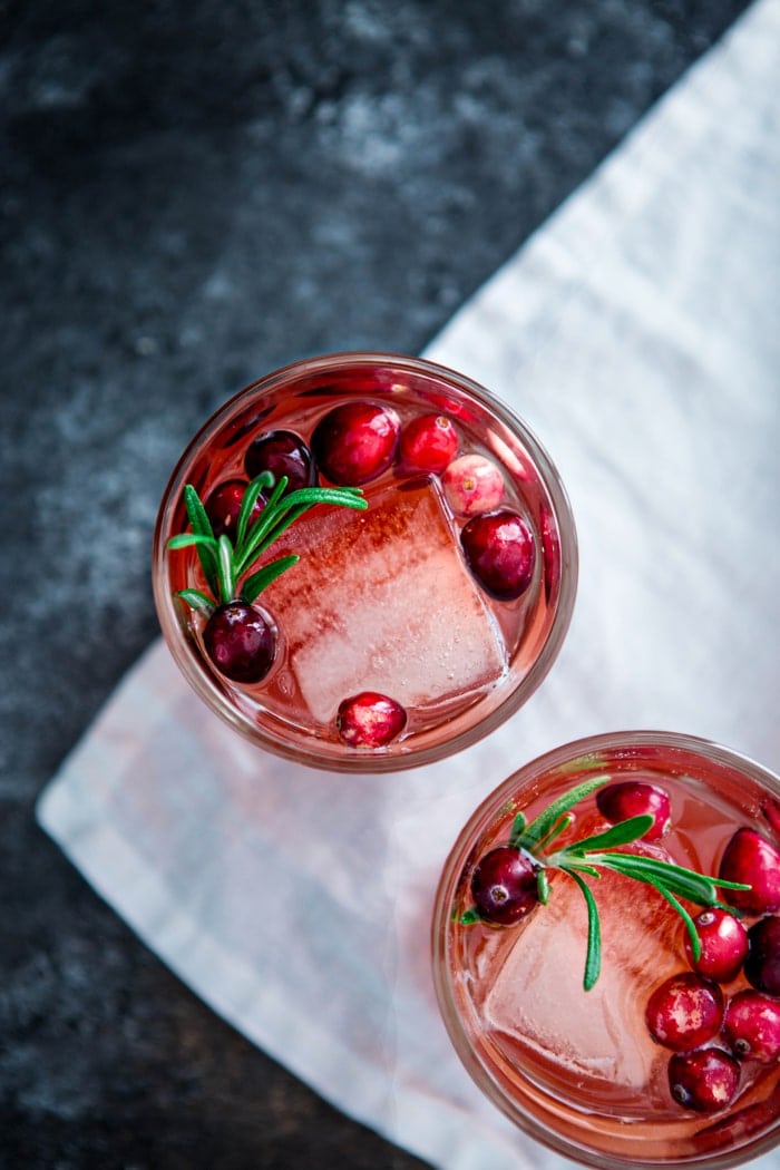 Cranberry Rosemary Shrub Cocktail with Bourbon