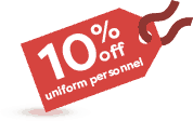 10% off uniform personnel