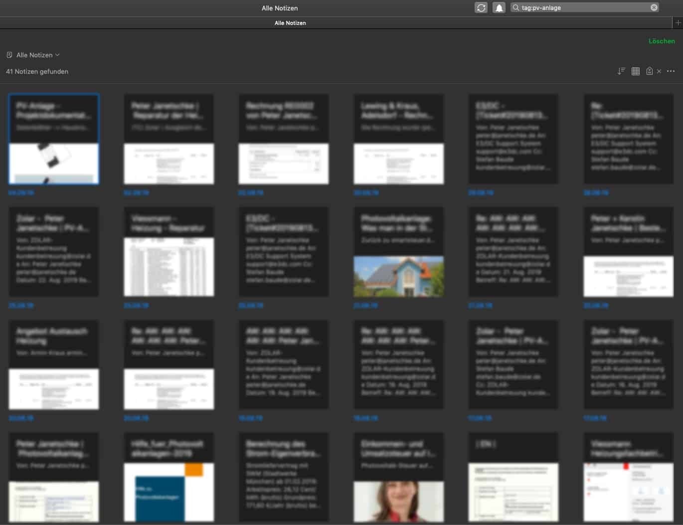 Blick ins Evernote-Archiv Blick ins Evernote-Archiv