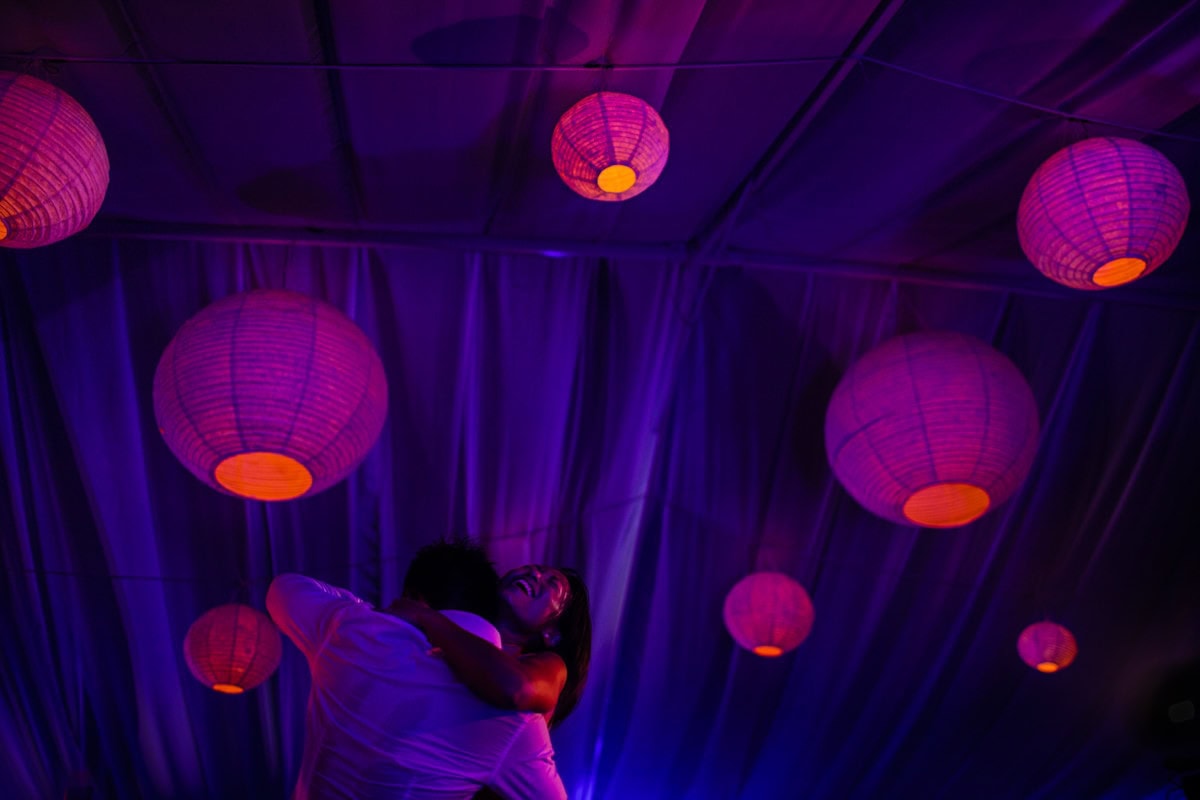 Wedding first dance with lanterns in Phuket, Thailand