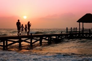Familie, Urlaub, Strand, Sonnenuntergang, Urlaub