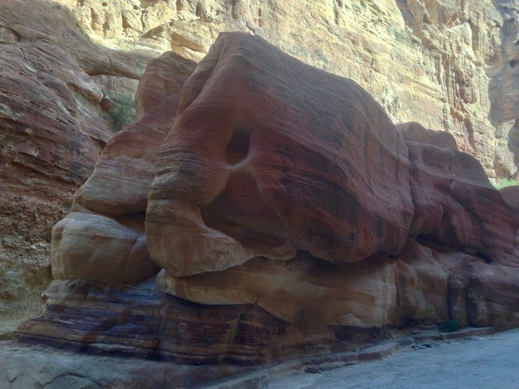 Roccia a forma di elefante nel Siq di Petra