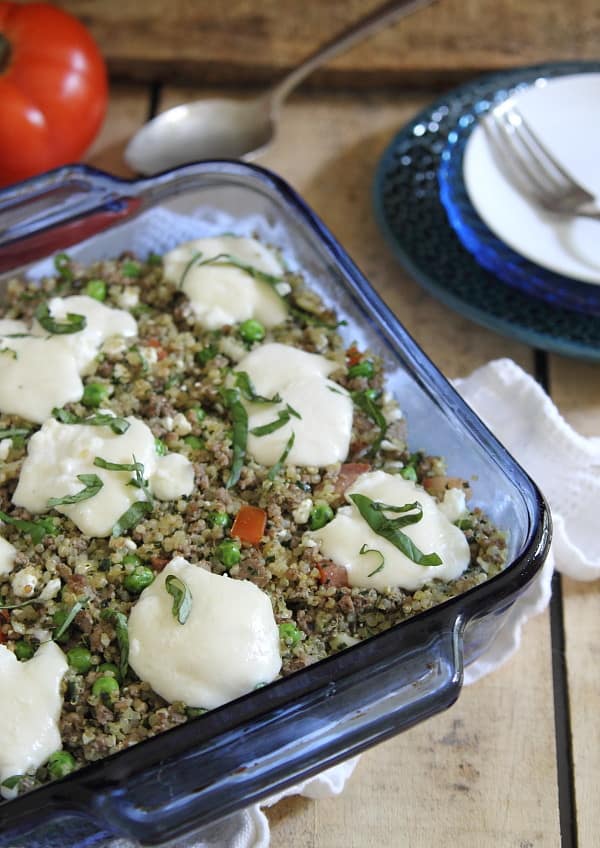 Beef Pesto Quinoa Bake