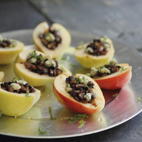 Mushroom Stuffed Pears with Gorgonzola