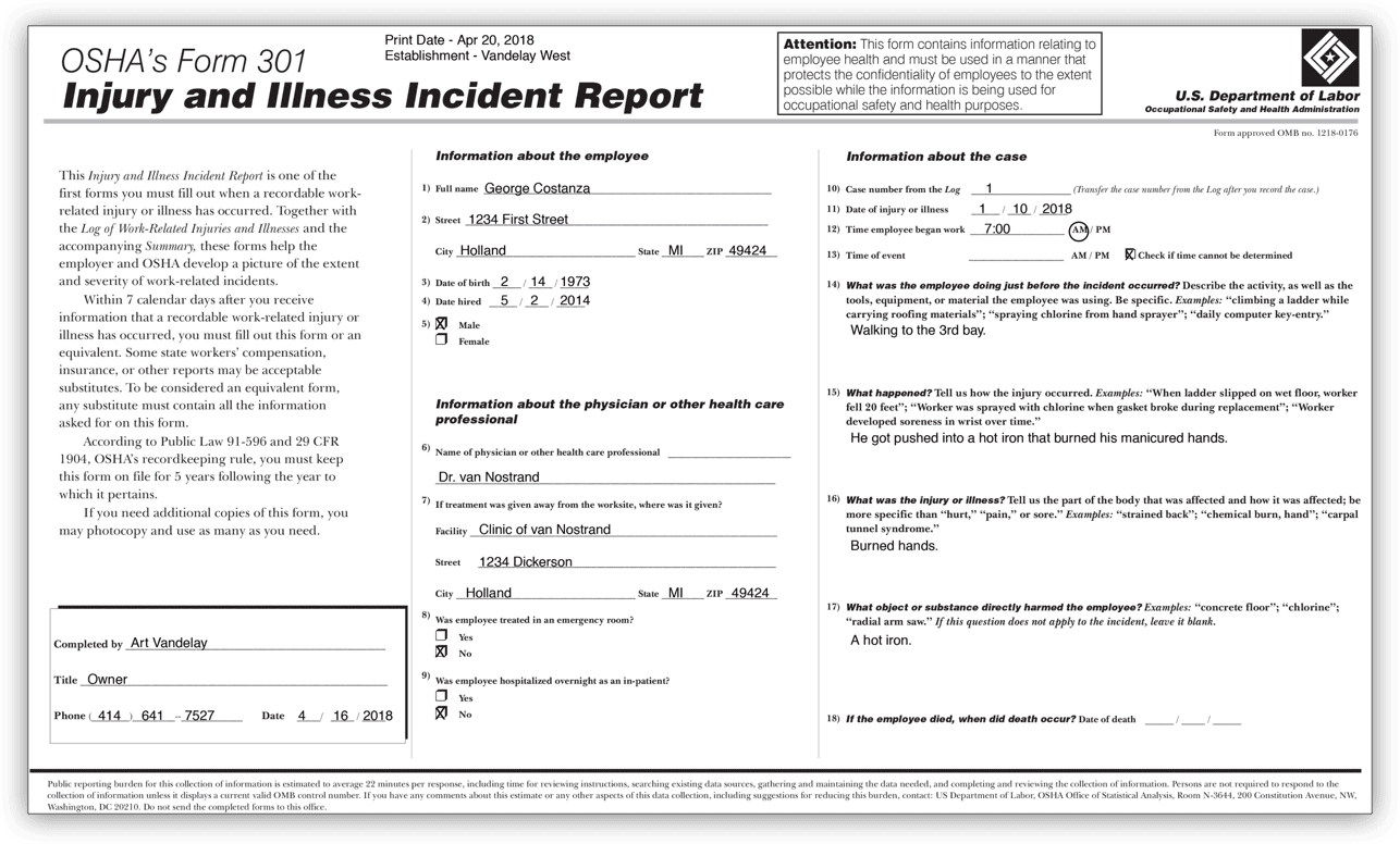 Osha 300 Forms Fillable - Printable Forms Free Online