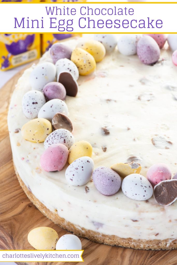 White Chocolate Mini Egg Cheesecake from Charlotte's Lively Kitchen in the 25 Recipes Using Mini Eggs