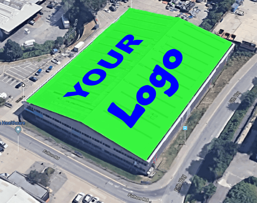 Blue Logo on GREEN