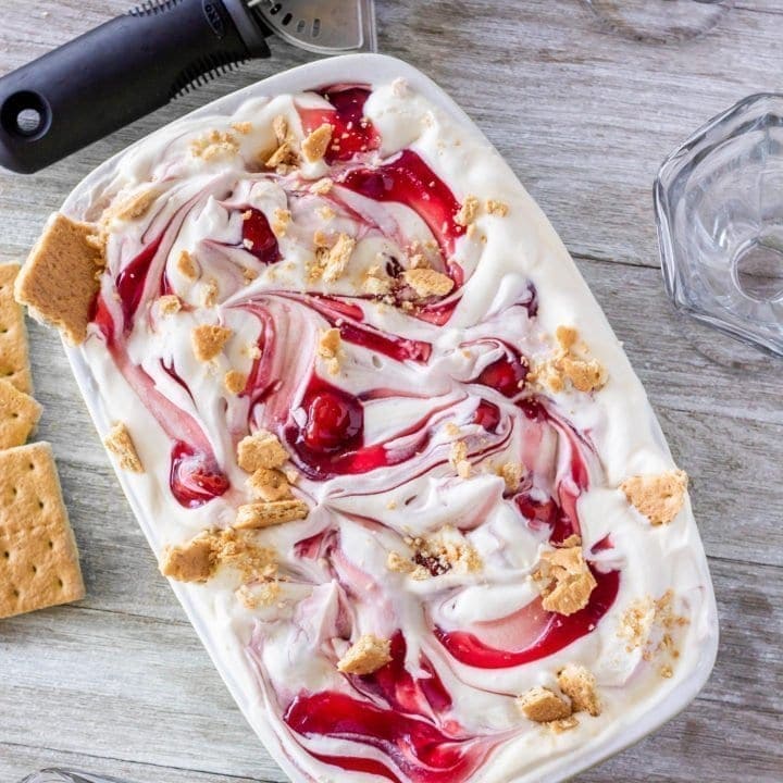 Easy Cherry Cheesecake Ice Cream (No-Churn)