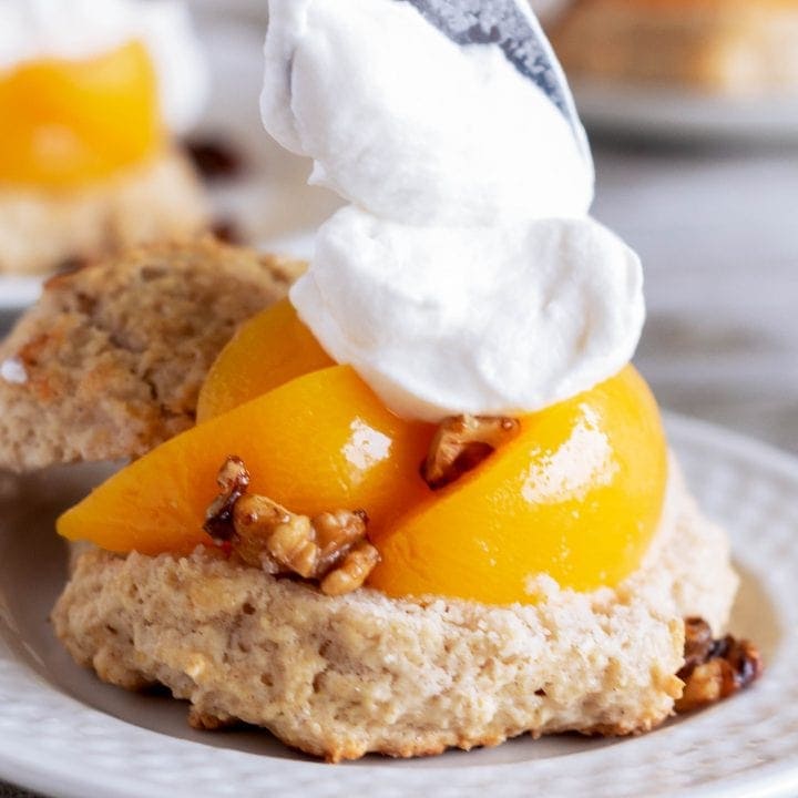 Spiced Peach Shortcake with Candied Walnuts Recipe