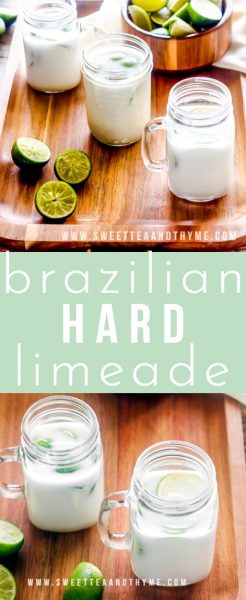 A sweet and easy cocktail, Hard Brazilian Limeade is sweet, tangy, and crazy refreshing made with sweetened condensed milk and served over ice with plenty of rum!