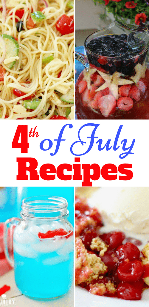 The Best 4th of July Recipes from The Country Cook! Lunch, Dinner, Dessert and cookout recipes are all in one place! #recipes #ideas #4thofJuly #July4th #IndependenceDay #cookout #bbq #camping #grilling #desserts #drinks #salads