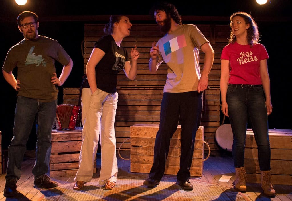 Performers of Gros Morne Theatre Festival doing a song and skit