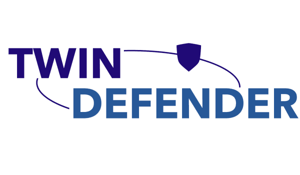 LOGO TWIN DEFENDER sin fondo seguridad informática completa antivirus y alquiler firewall pago por uso mensual
