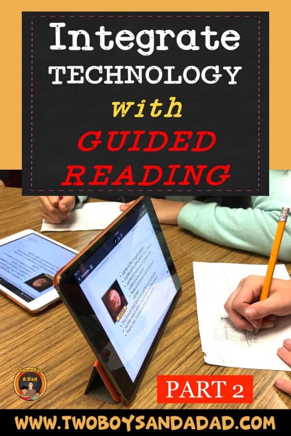 Integrate Technology with Guided Reading using iPads! I use my iPad Pro during guided reading for mini-lessons. I use PDFs for guided reading material on student iPads. #technology #ipad #teaching #elementary #guidedreading #twoboysandadad
