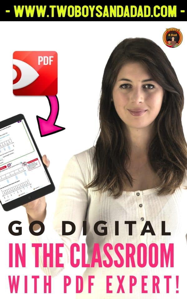 If you have lots of digital resources for you classroom but are wondering how you can use them to teach, then the PDF Expert is for you! With this App, you can annotate on any PDF or JPG resource while projecting it to your class. #digitalresources #twoboysandadad #technology #pdf #teacher #classroom