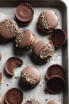 easy reeses macarons aka peanut butter chocolate macarons with a decadent peanut butter filling