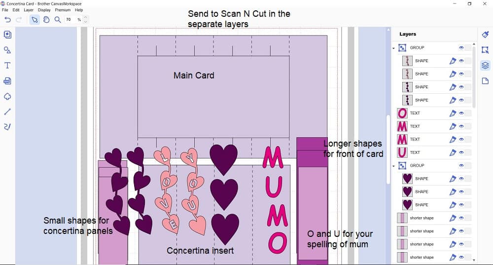 The concertina card template loaded into Canvas Workspace