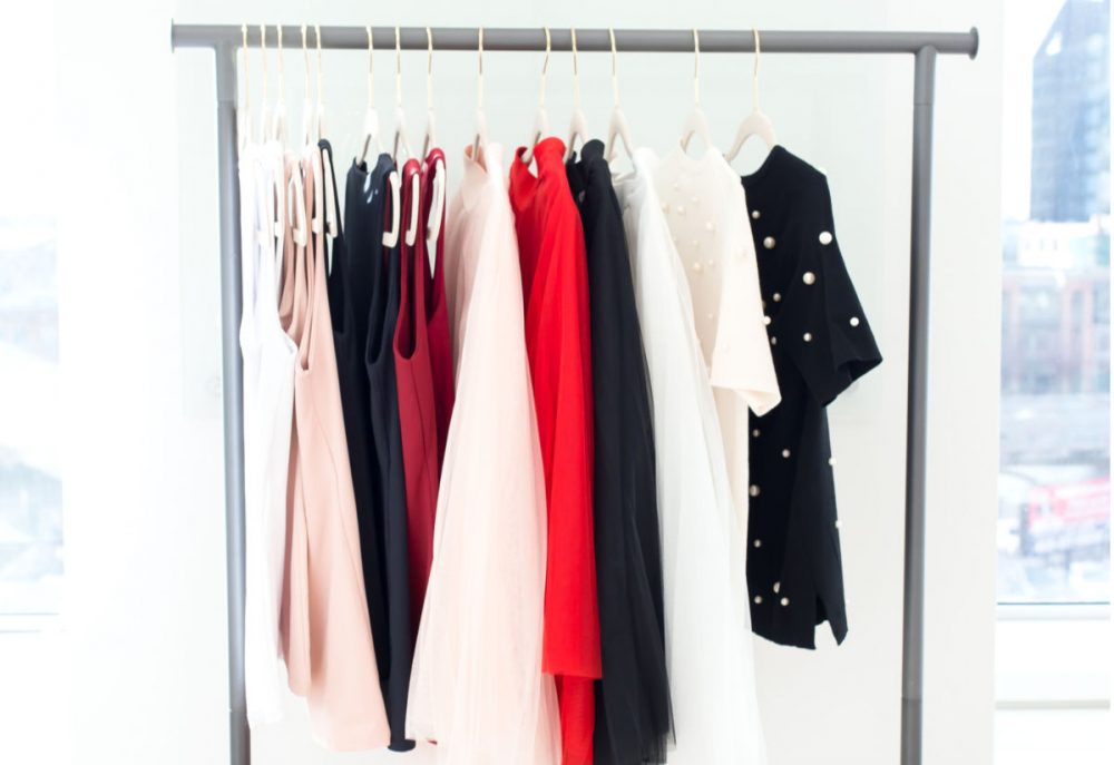 simple wardrobe hanging on a rack-declutter your wardrobe