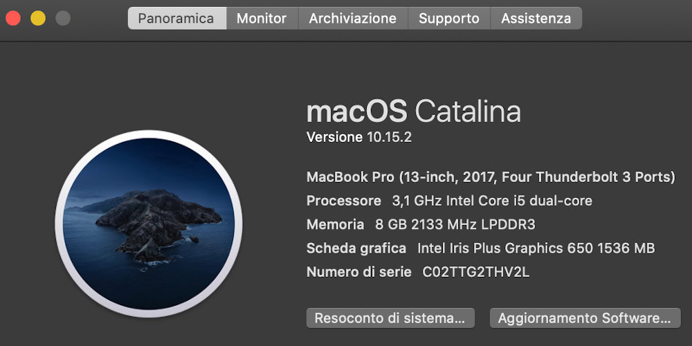 informazioni su questo macbook