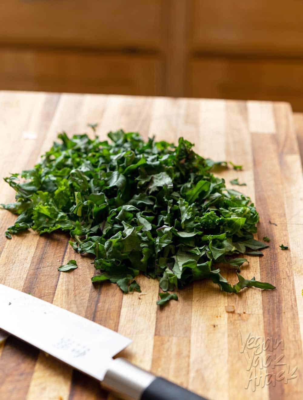 Image of chopped kale on a cutting board