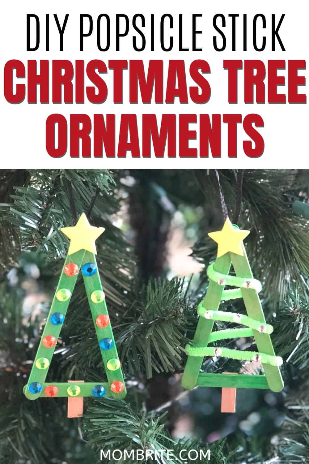 DIY popsicle stick christmas tree ornaments