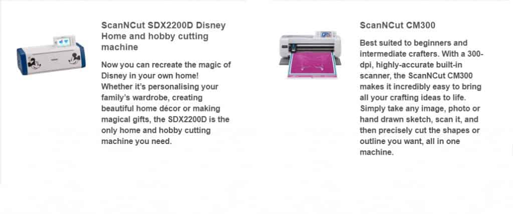 Information on the SDX2200 and CM300 in the post how to choose a Scan N Cut to buy