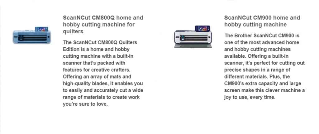 Information on the CM800Q and CM900 in the post how to choose a Scan N Cut to buy