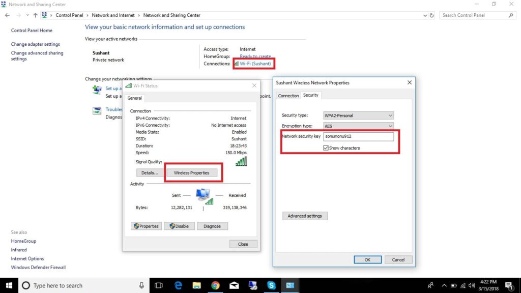 Find Wi-Fi passwords in Windows 10 2 How to find your wireless network password in window 10