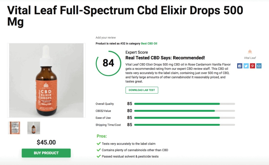 Vital Leaf CBD Oil - 500mg