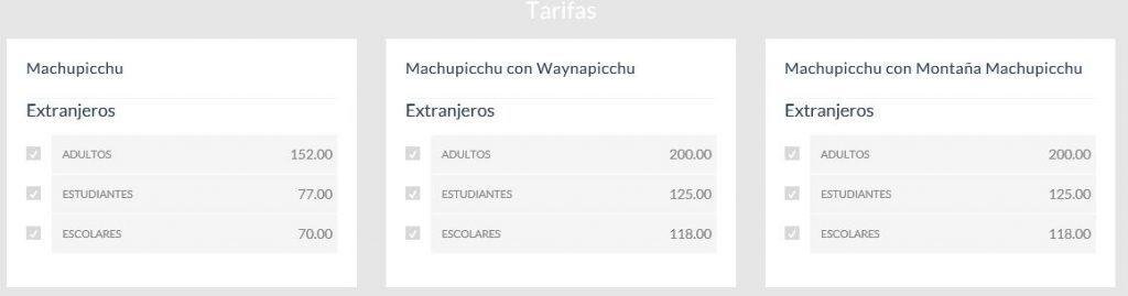 tickets prices for foreigners