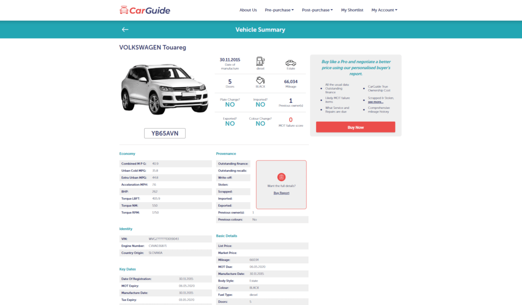 Car Details page