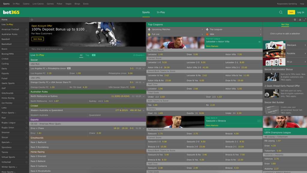 Bet365Casino Review - Homepage - Screenshot