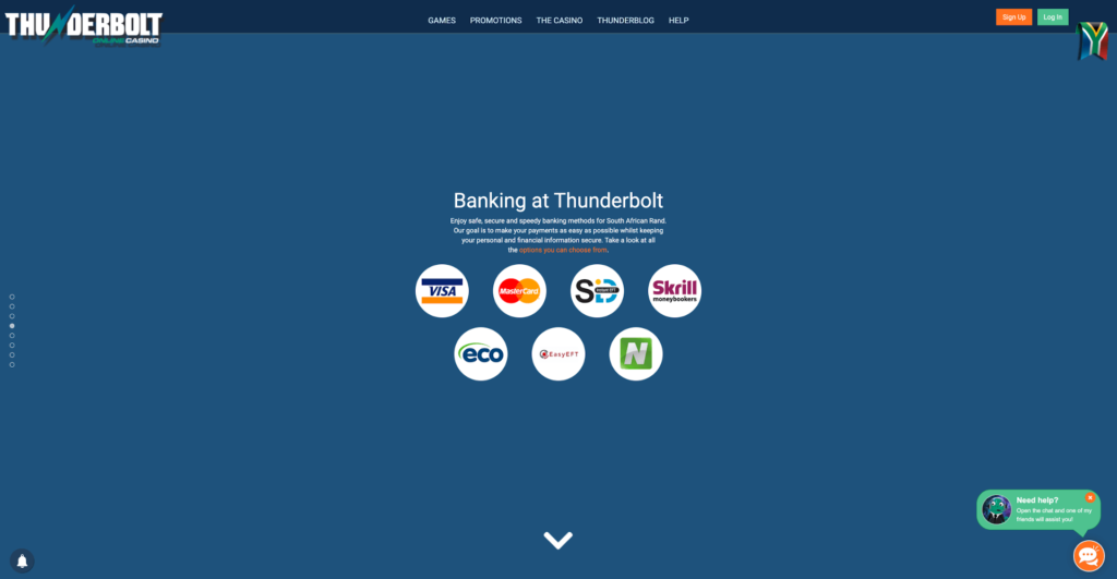 Thunderbolt Casino Cashier Screenshot