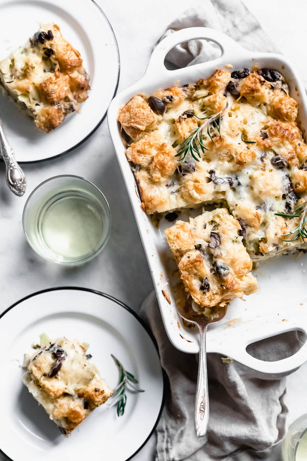 Rosemary Olive Savory Bread Pudding Broma Bakery