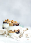 Peanut Butter and Jelly Yogurt Parfaits made with homemade peanut butter and honey granola and protein-packed Greek yogurt. YUM!