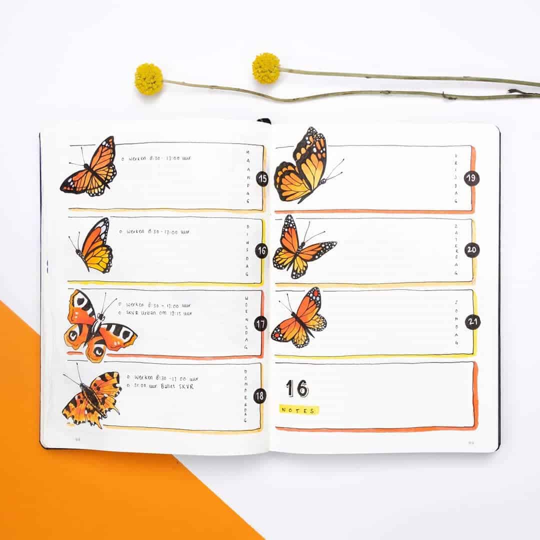 orange weekly spread - Manon - dutch-dots - Instagram