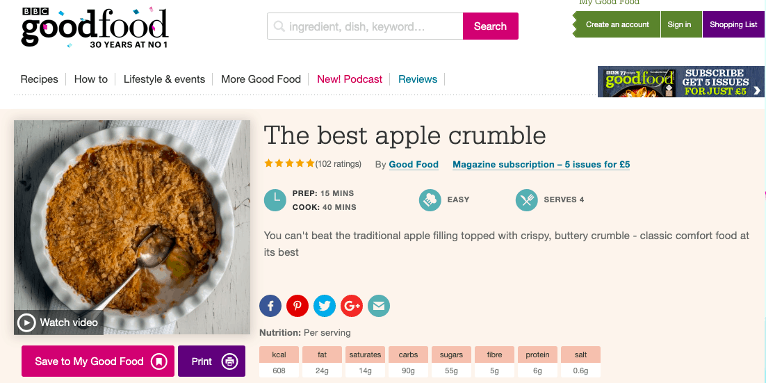 best apple crumble recipe - 1st result