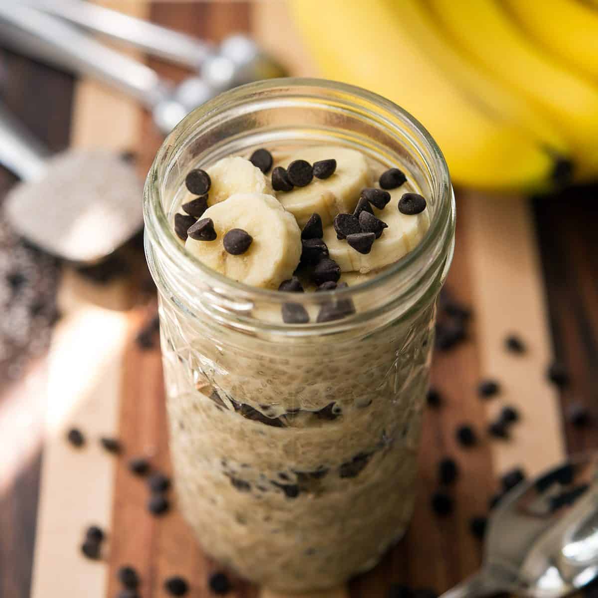 Peanut Butter Chocolate Banana Chia Parfait