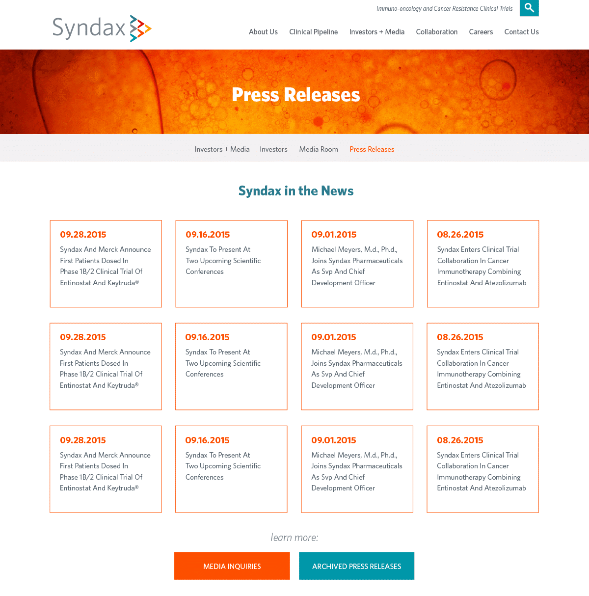 Syndax - Press Releases