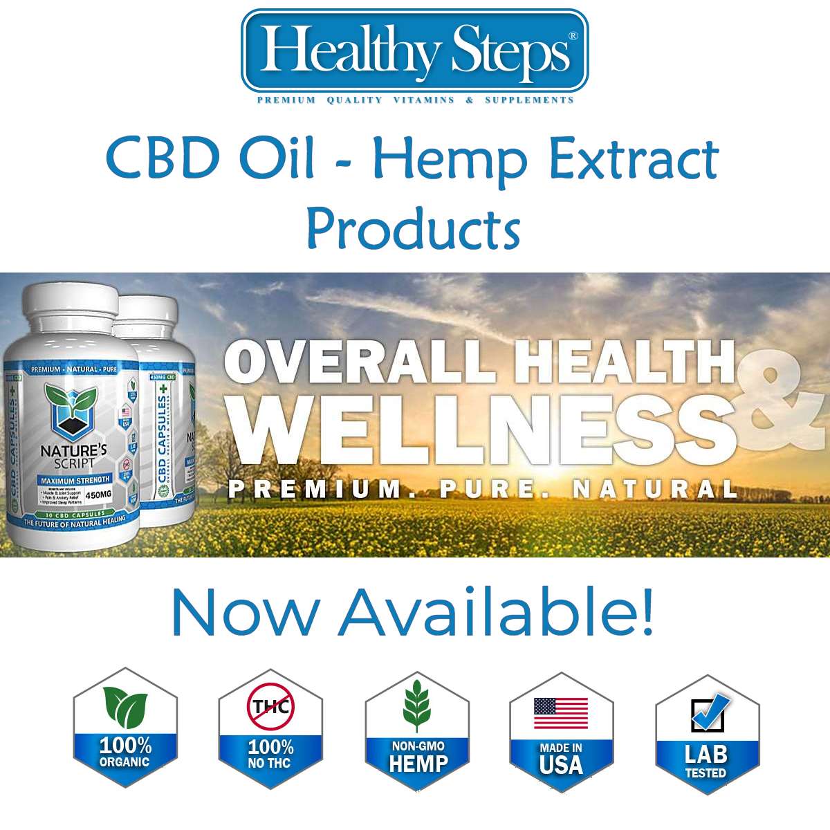 By Popular Demand Healthy Steps Now Offers Hemp Extract – CBD Oil Products