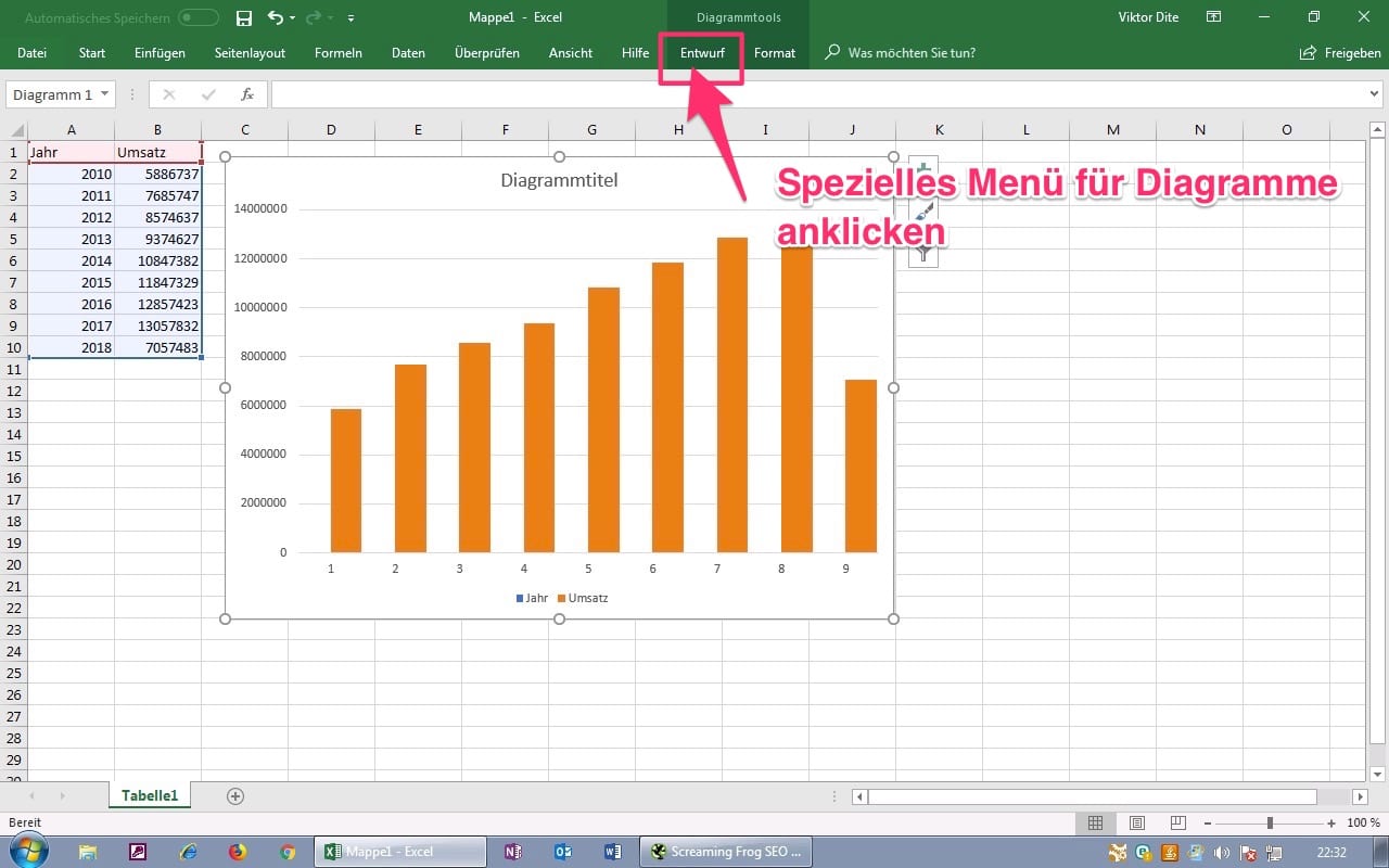 Im Excel Diagramm Achsen tauschen