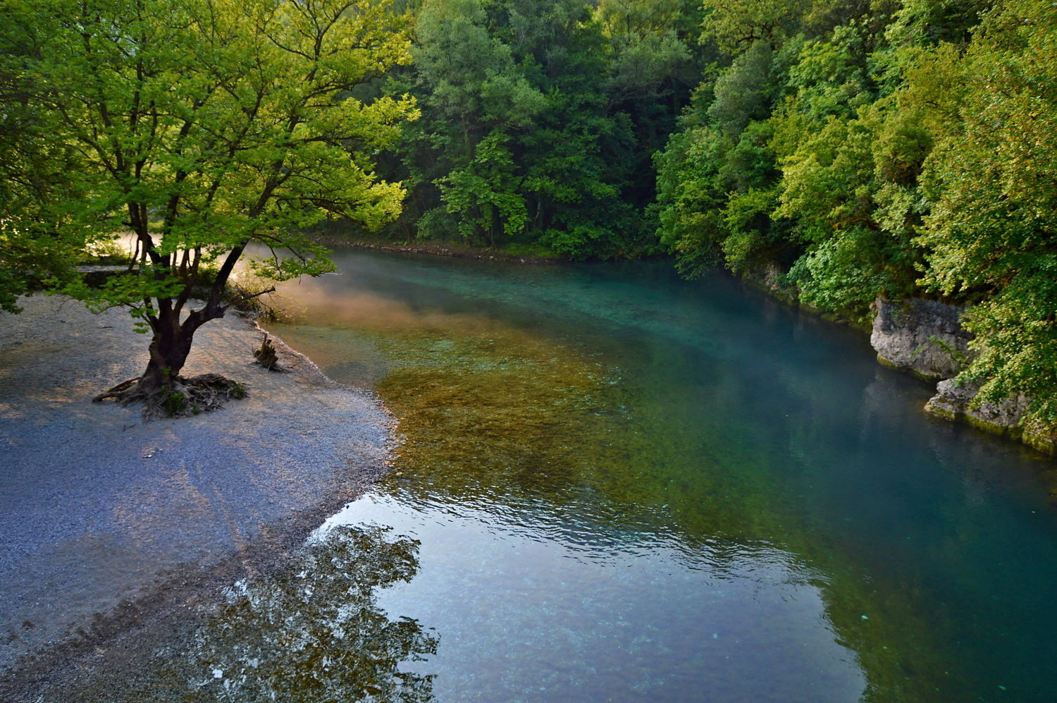 Morning at Voidomatis River in Zagori, Greece