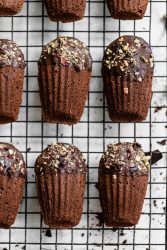 Simple and elegant, these chocolate dipped Chocolate Madeleines are almost too pretty to eat! But only almost, because they're also too good NOT to eat :)